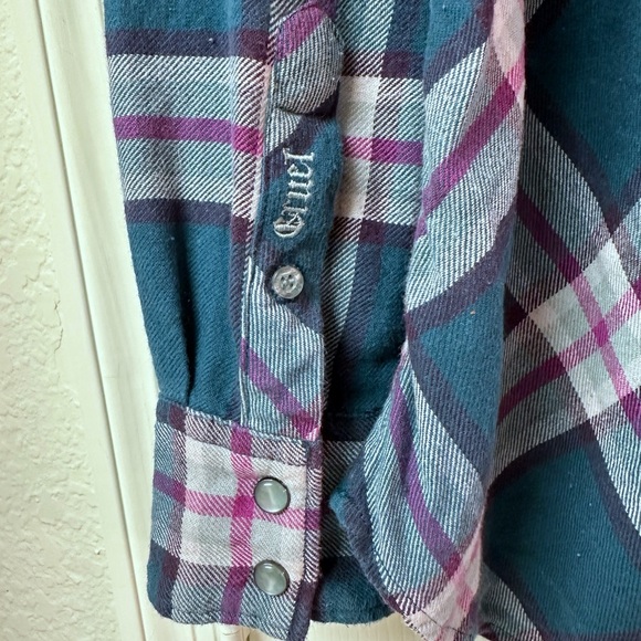 Cruel Girl Plaid Pearl Snap Shirt – Western Button Down Large - Picture 7 of 12